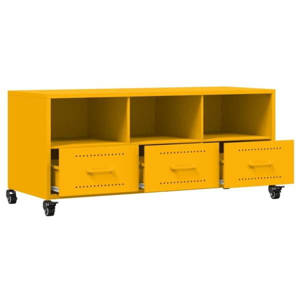 tv-bord 100,5x39x43,5 cm koldvalset stål sennepsgul