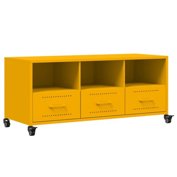 tv-bord 100,5x39x43,5 cm koldvalset stål sennepsgul