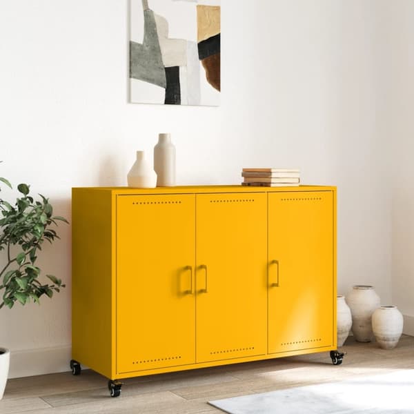skænk 100,5x39x72 cm koldvalset stål sennepsgul
