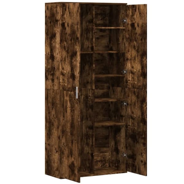 højskab 80x35x180 cm konstrueret træ røget egetræsfarve