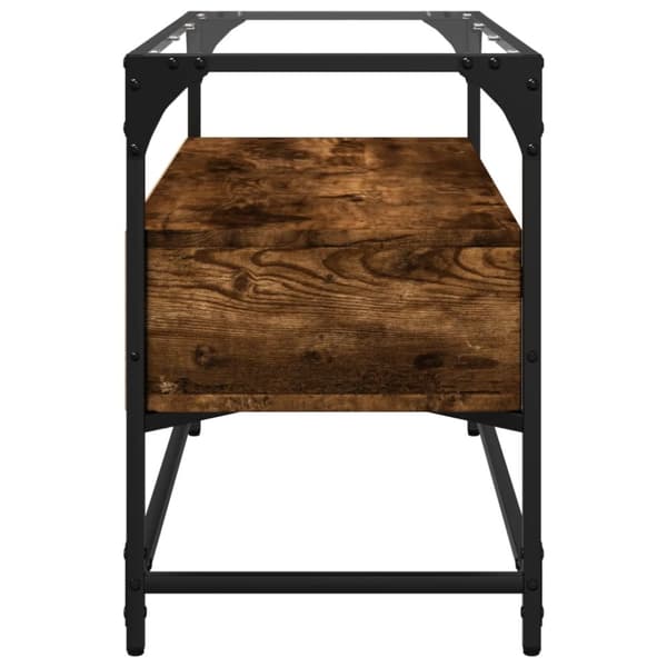 Tv-bänk med glasskiva rökfärgad ek 80x35x51 cm konstruerat trä
