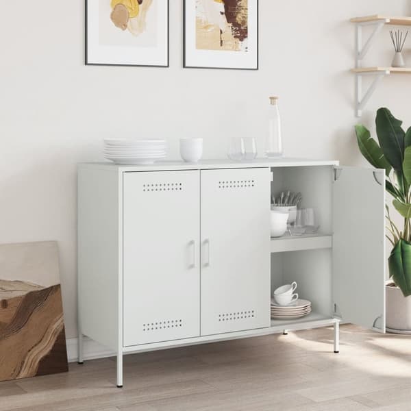 Sidoskåp vit 100,5x39x79 cm kallvalsat stål