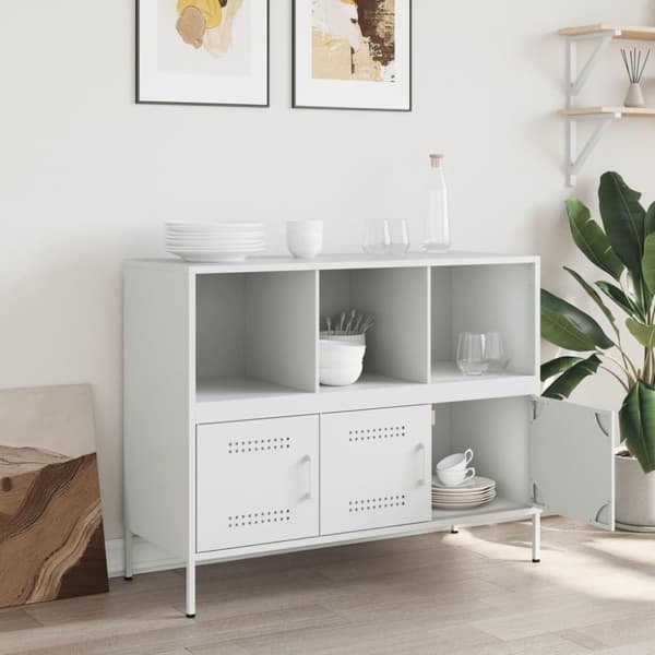 skænk 100,5x39x79 cm koldvalset stål hvid