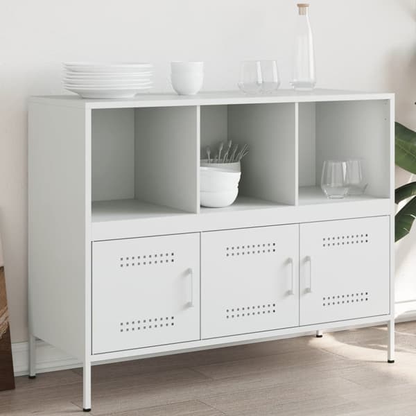 skænk 100,5x39x79 cm koldvalset stål hvid
