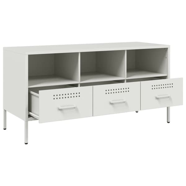 tv-bord 100,5x39x50,5 cm koldvalset stål hvid