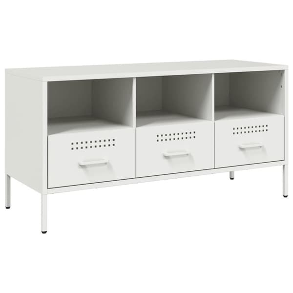 tv-bord 100,5x39x50,5 cm koldvalset stål hvid