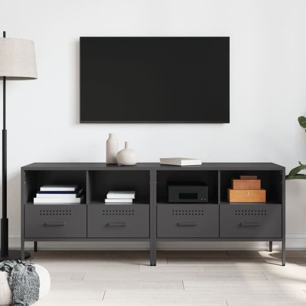 Tv-bänkar 2 st svart 68x39x50,5 cm kallvalsat stål
