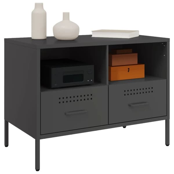 Tv-bänkar 2 st svart 68x39x50,5 cm kallvalsat stål