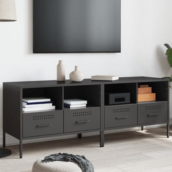 Tv-bänkar 2 st svart 68x39x50,5 cm kallvalsat stål