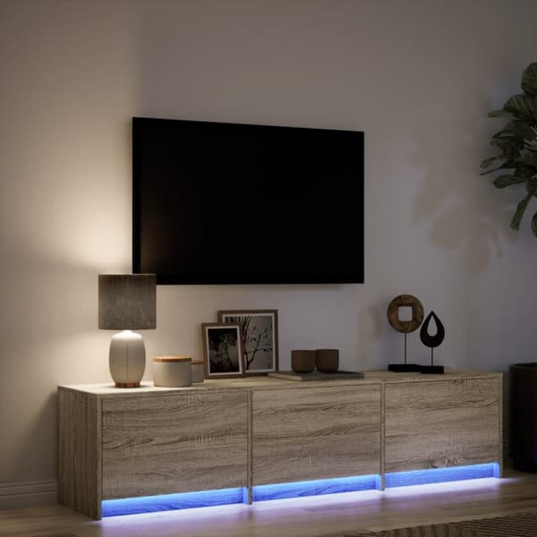 Tv-bänk med LEDs sonoma-ek 165x34x40 cm konstruerat trä