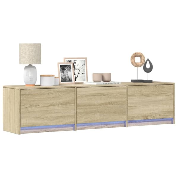 Tv-bänk med LEDs sonoma-ek 165x34x40 cm konstruerat trä