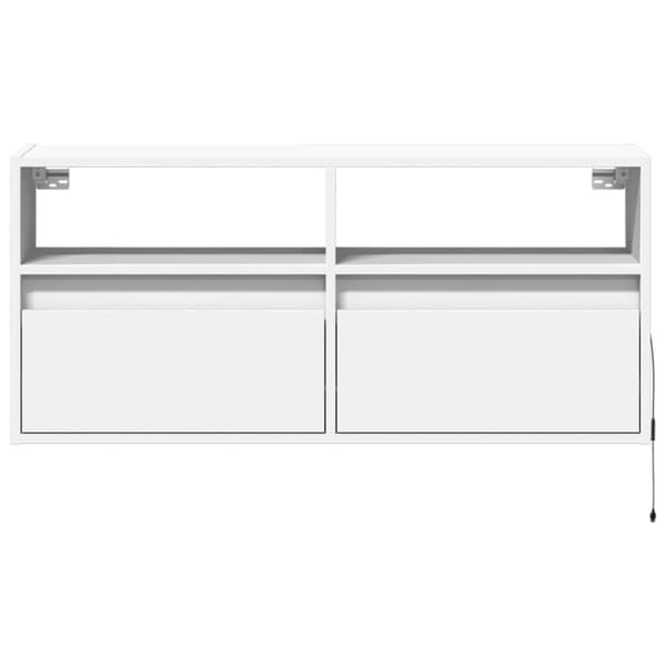 væghængt tv-bord med LED-lys 100x31x45 cm hvid
