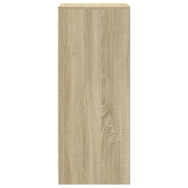 skab med LED-lys 42,5x34x85 cm konstrueret træ røget eg
