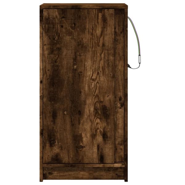 skab med LED-lys 42,5x34x85 cm konstrueret træ røget eg