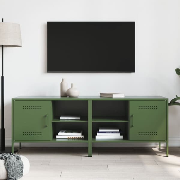 TV-skåp 2 st olivgrön 68x39x50,5 cm stål
