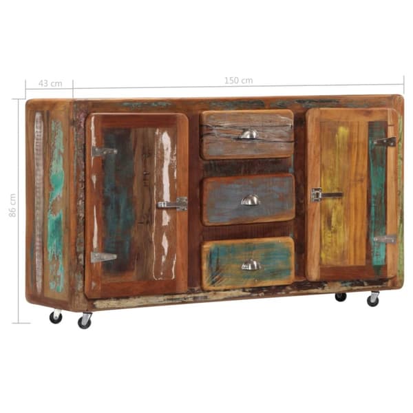 Lipasto, 150x43x86 cm, massiivi kierrätyspuuta