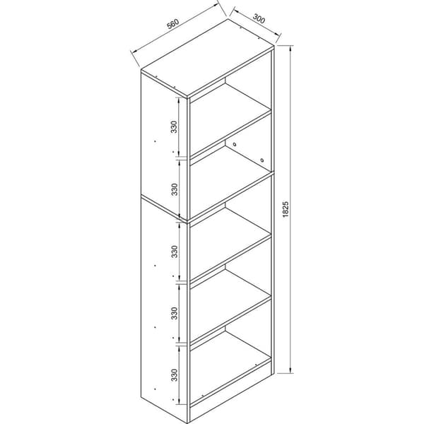 DilosXL reol 5 hylder hvid.