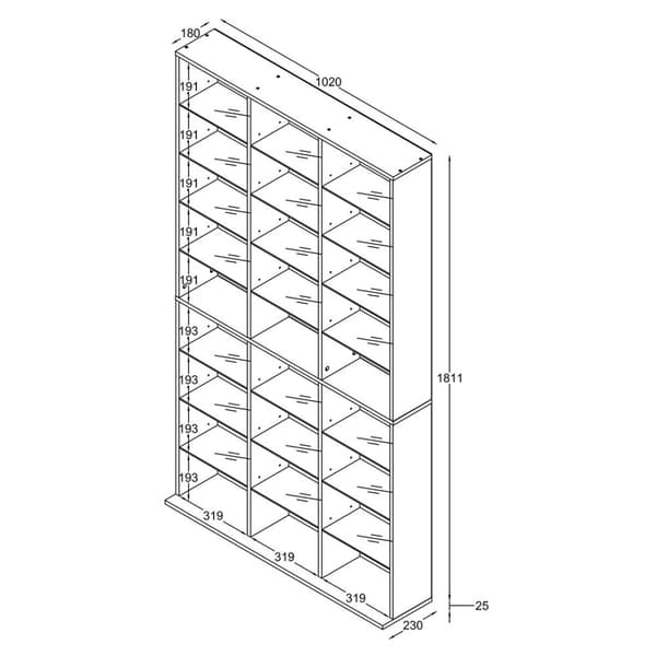 ZilasXL reol 27 hylder beton dekor.