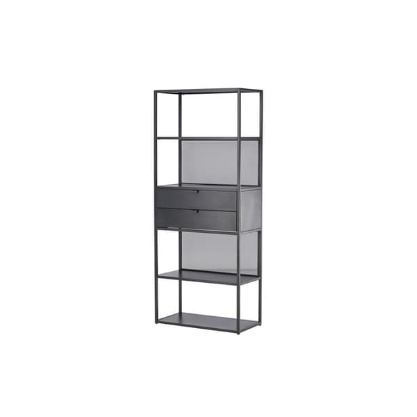 Santiago reol 2 skuffer 4 hylder sort.