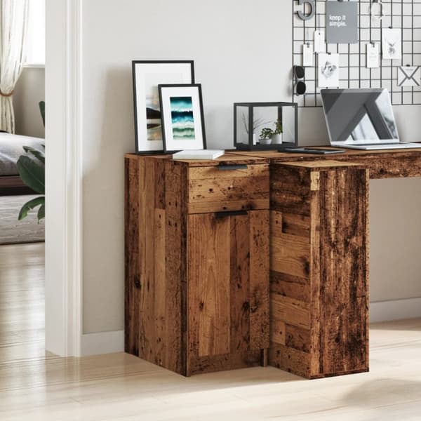 skab til skrivebord 33x50x75 cm konstrueret træ antikt træ