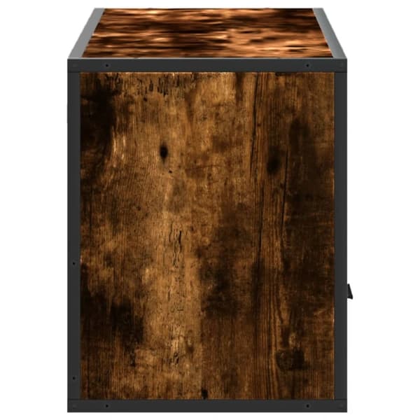 Tv-bänk rökfärgad ek 100x31x39,5 cm konstruerat trä och metall