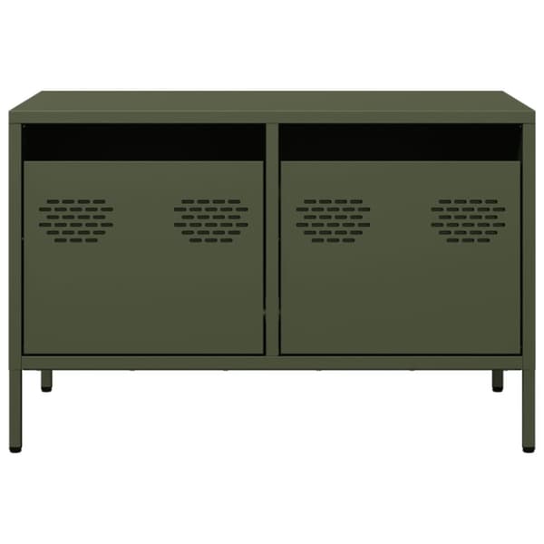 tv-bord 68x39x43,5 cm koldvalset stål olivengrøn