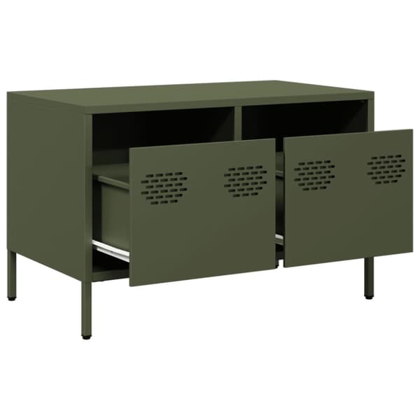 tv-bord 68x39x43,5 cm koldvalset stål olivengrøn