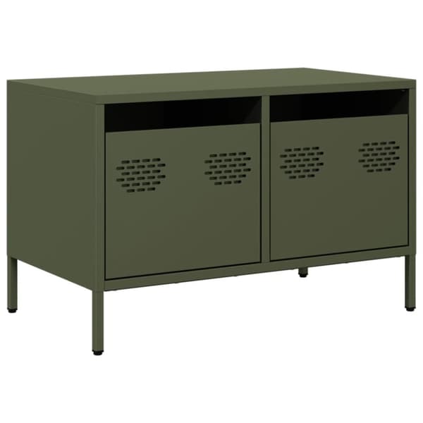 tv-bord 68x39x43,5 cm koldvalset stål olivengrøn