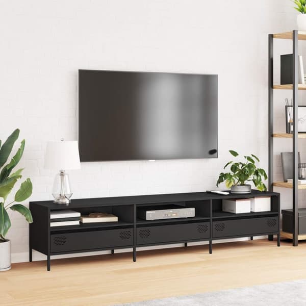 TV-teline musta 202x39x43,5 cm kylmävalssattua terästä