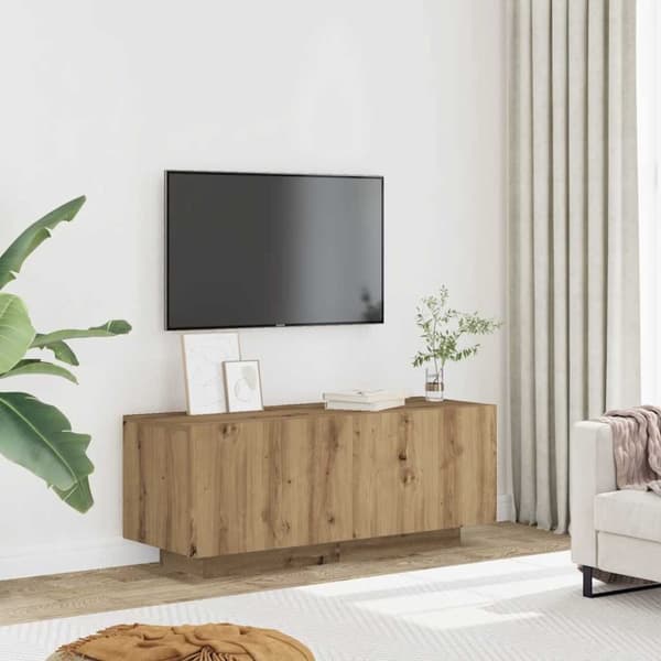 TV-bänk med LED-lampor artisan ek 100x35x40 cm konstruerat trä