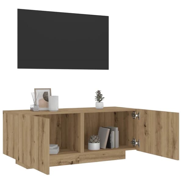 TV-bänk med LED-lampor artisan ek 100x35x40 cm konstruerat trä