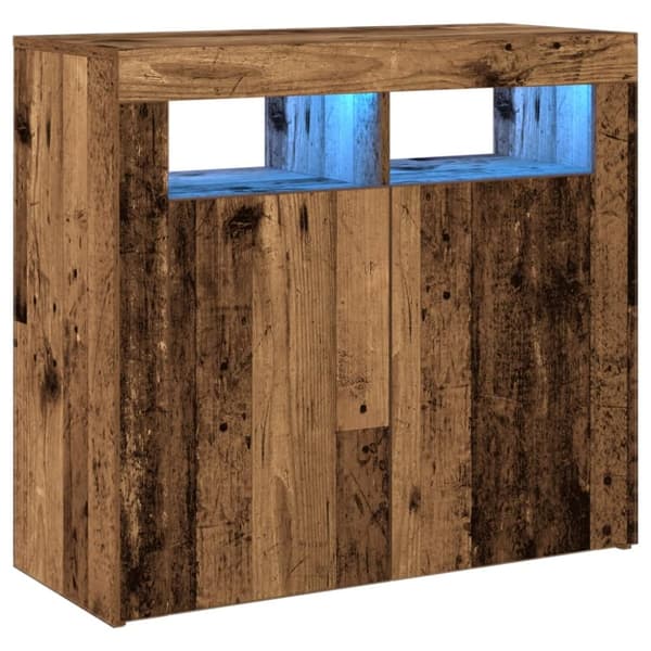 LED-valaistuskaappi, vanhaa puuta, 80x35x75 cm