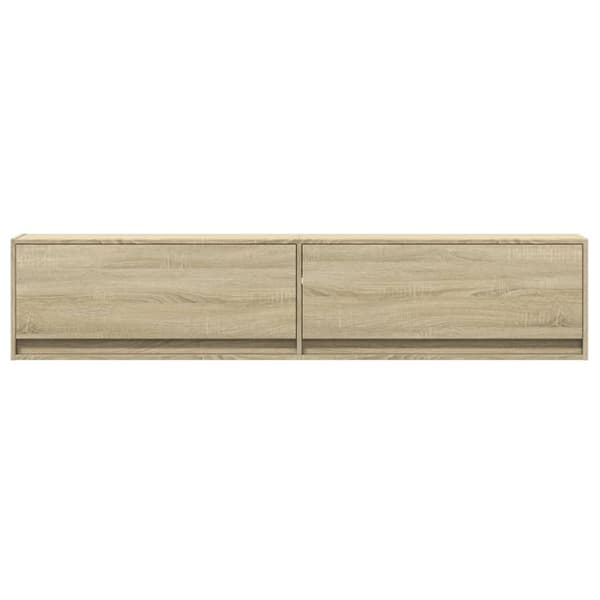 væghængt tv-bord med LED 180x31x38 cm sonoma-eg