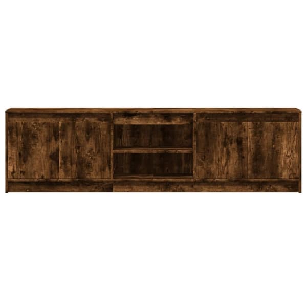 tv-bord m. LED-lys 180x34x50 cm konstrueret træ røget eg