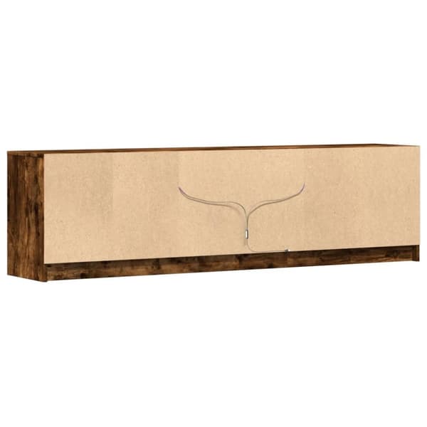 tv-bord m. LED-lys 180x34x50 cm konstrueret træ røget eg