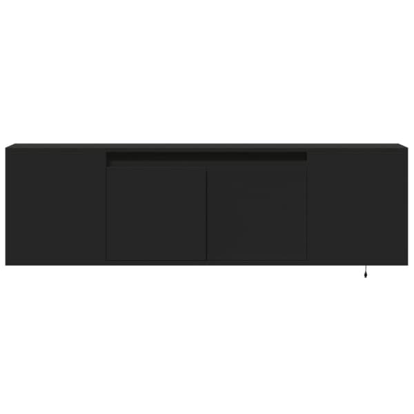 Väggmonterad tv-bänk LEDs svart 135x31x39,5 cm