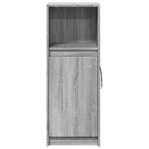 skab med LED 38x34x100 cm konstrueret træ grå sonoma-eg