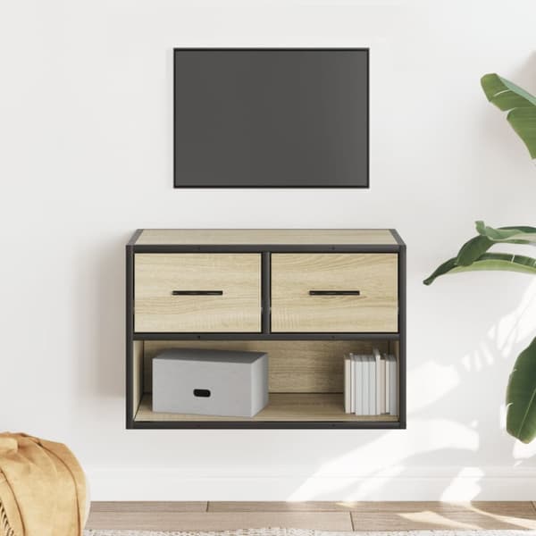 Tv-bänk sonoma-ek 60x31x39,5 cm konstruerat trä och metall