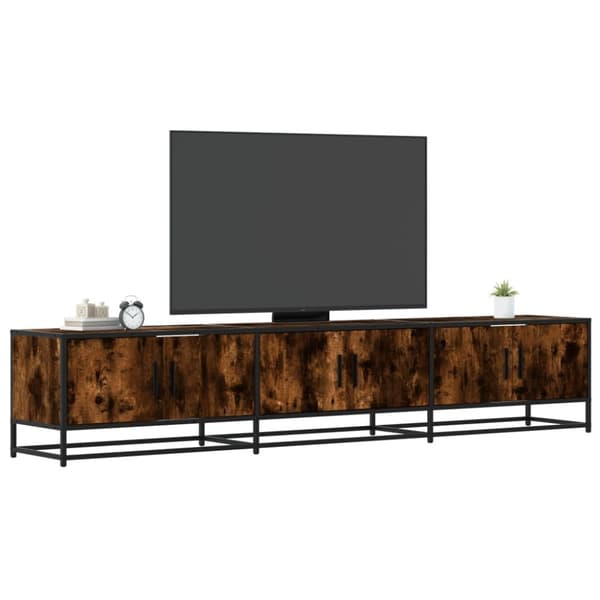 tv-bord 210x35x41 cm konstrueret træ røget egetræsfarve