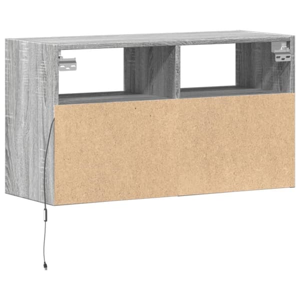væghængt tv-bord med LED-lys 80x31x45 cm grå sonoma-eg