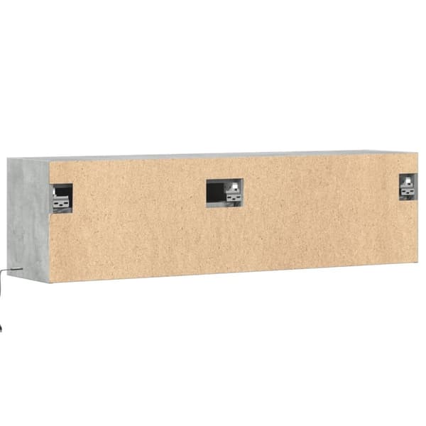væghængt tv-bord med LED-lys 140x31x38 cm betongrå