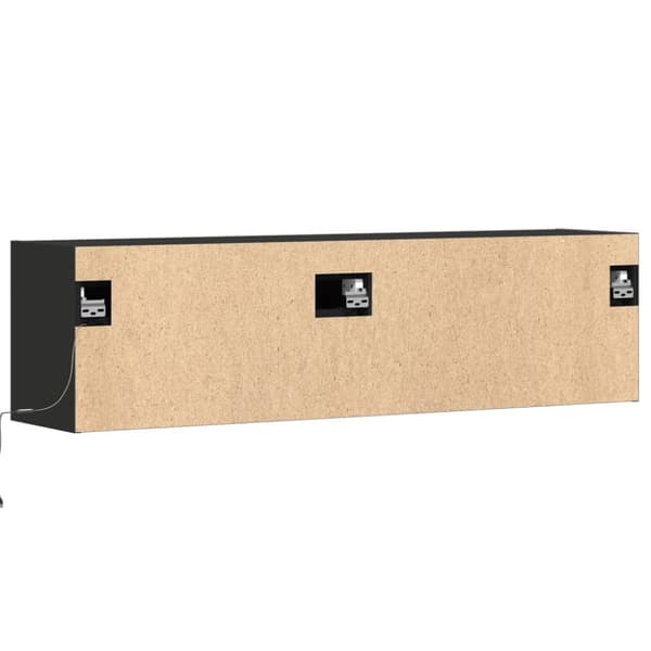 væghængt tv-bord med LED-lys 140x31x38 cm sort