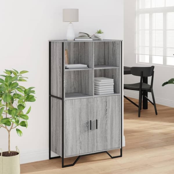 skab 79,5x35,5x137,5 cm konstrueret træ grå sonoma-eg
