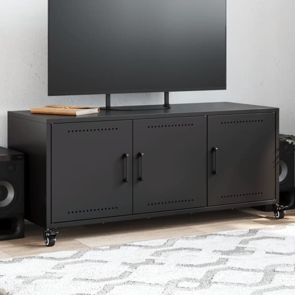 Tv-bänk svart 100,5x39x43,5 cm stål