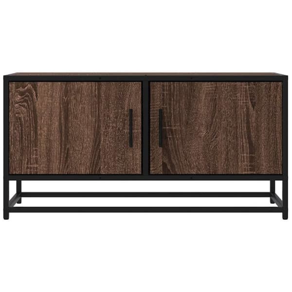 Tv-bänk brun ek 80x34,5x40 cm konstruerat trä och metall