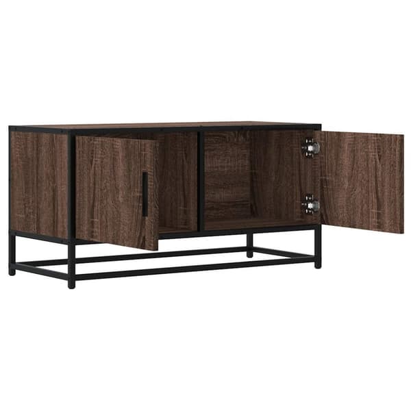 Tv-bänk brun ek 80x34,5x40 cm konstruerat trä och metall