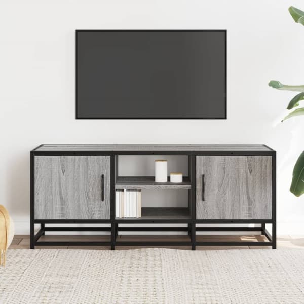 TV-taso harmaa Sonoma 100x35x41 cm tekninen puu ja metalli