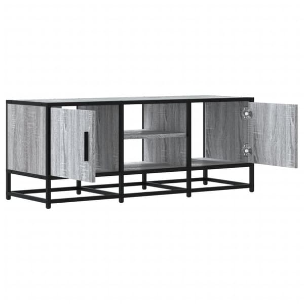 TV-taso harmaa Sonoma 100x35x41 cm tekninen puu ja metalli