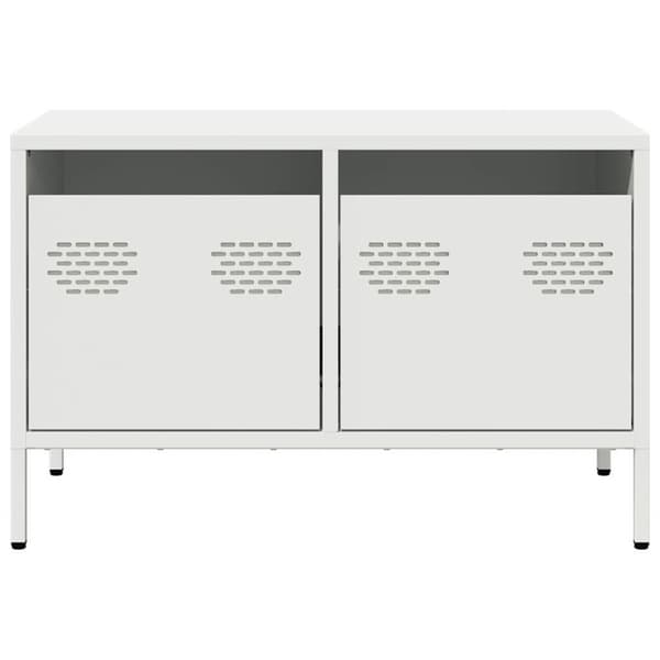 tv-bord 68x39x43,5 cm koldvalset stål hvid