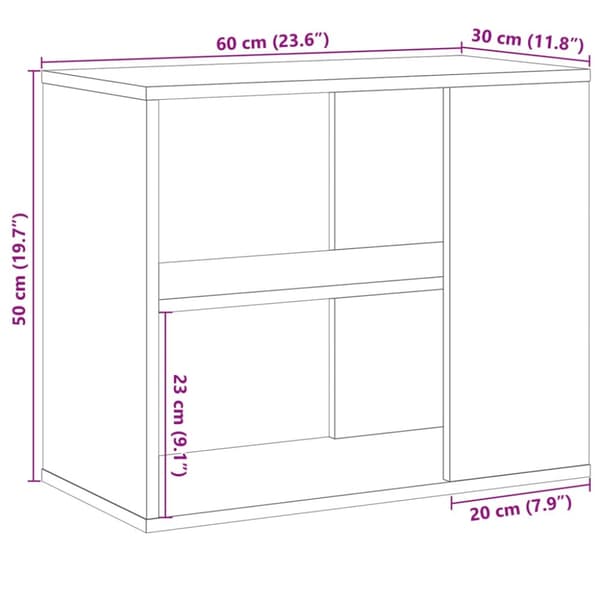 sideskab 60x30x50 cm konstrueret kunsteg